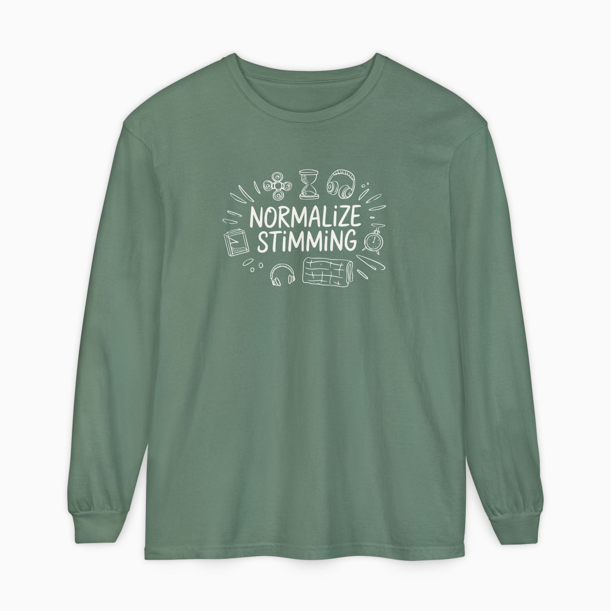 Autism Long-sleeve By Daily Bloom Normalize Stimming Comfort Colors Long Sleeve T-Shirt Light Green / S