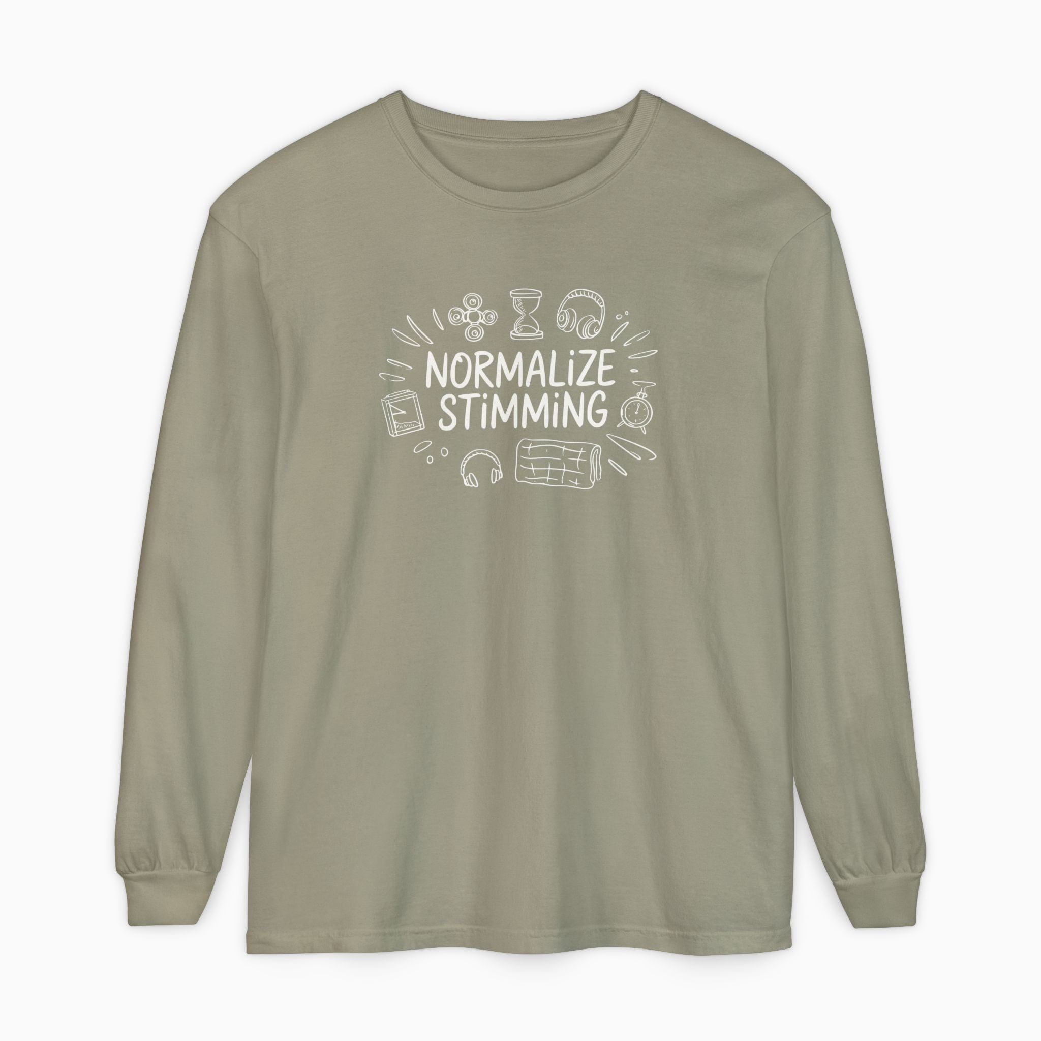 Autism Long-sleeve By Daily Bloom Normalize Stimming Comfort Colors Long Sleeve T-Shirt Sandstone / S