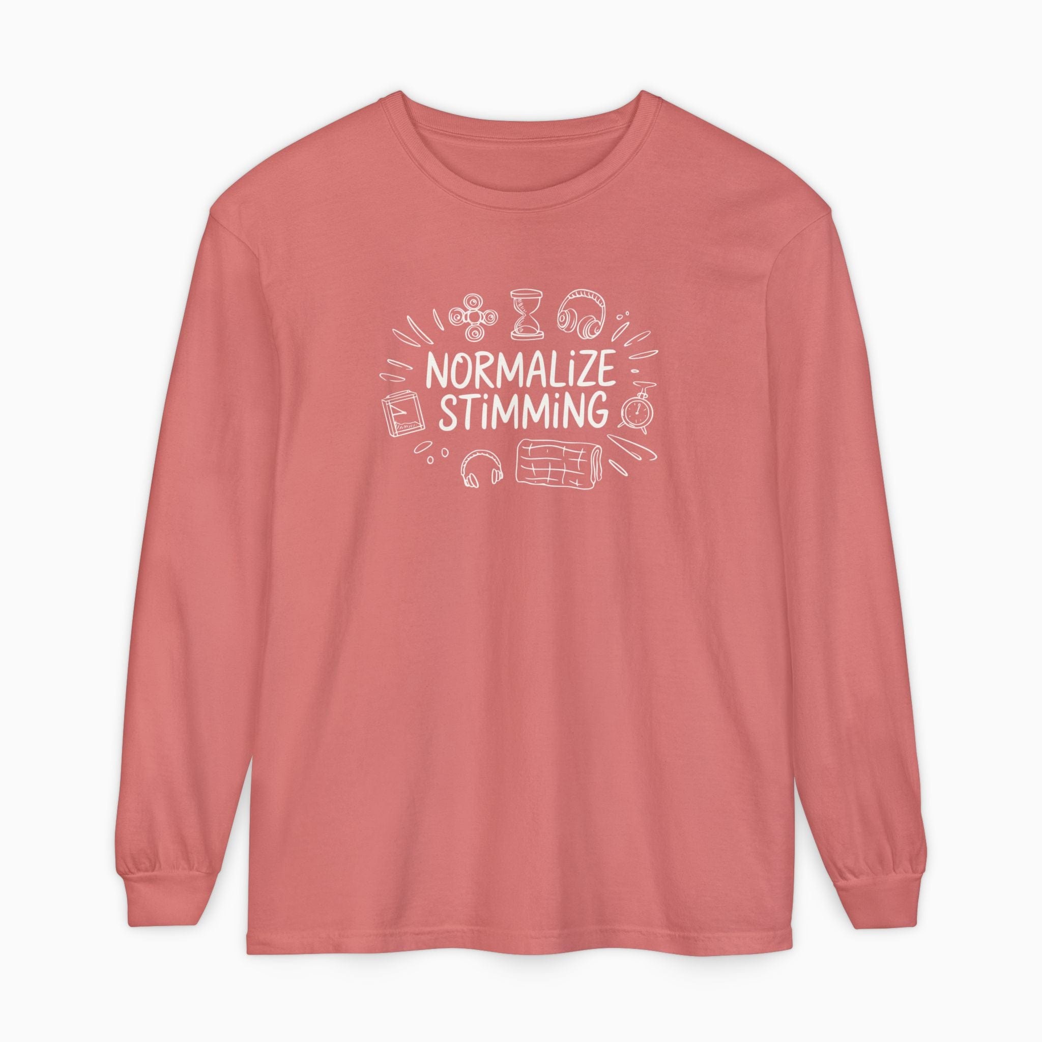 Autism Long-sleeve By Daily Bloom Normalize Stimming Comfort Colors Long Sleeve T-Shirt Watermelon / S