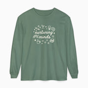 Autism Long-sleeve By Daily Bloom Nurturing Minds Comfort Colors Long Sleeve T-Shirt Light Green / S