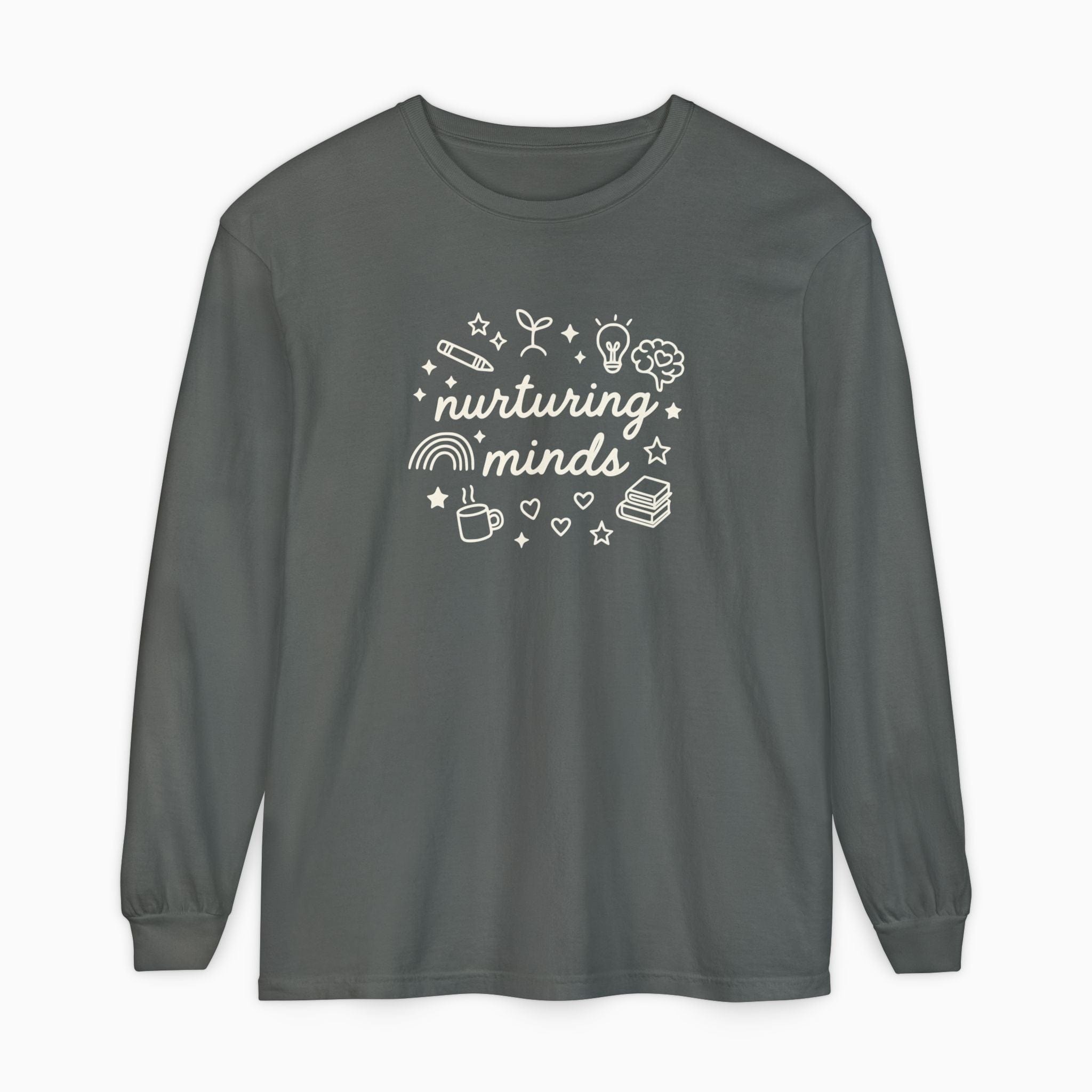 Autism Long-sleeve By Daily Bloom Nurturing Minds Comfort Colors Long Sleeve T-Shirt Pepper / S