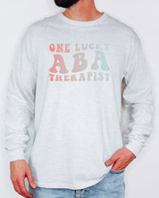 One Lucky ABA Therapist Long Sleeve T-Shirt-Neurodiversity, ADHD & Autism Awareness & Acceptance Long-sleeve by Daily Bloom