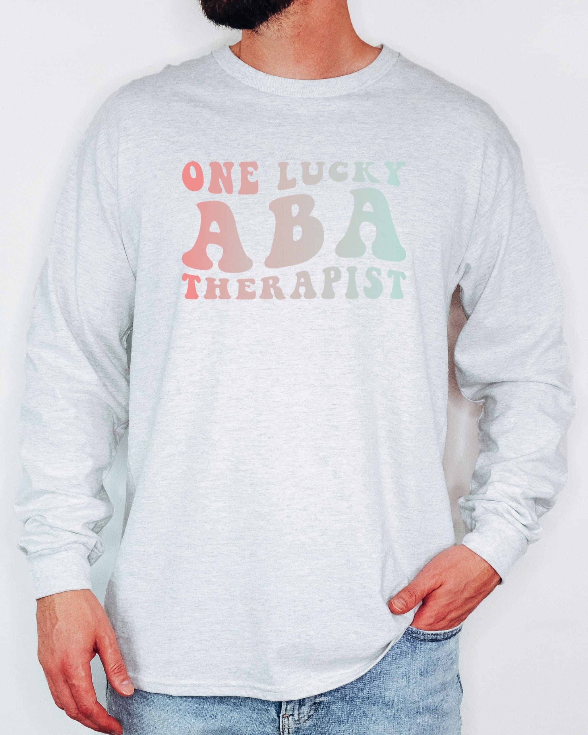 One Lucky ABA Therapist Long Sleeve T-Shirt-Neurodiversity, ADHD & Autism Awareness & Acceptance Long-sleeve by Daily Bloom
