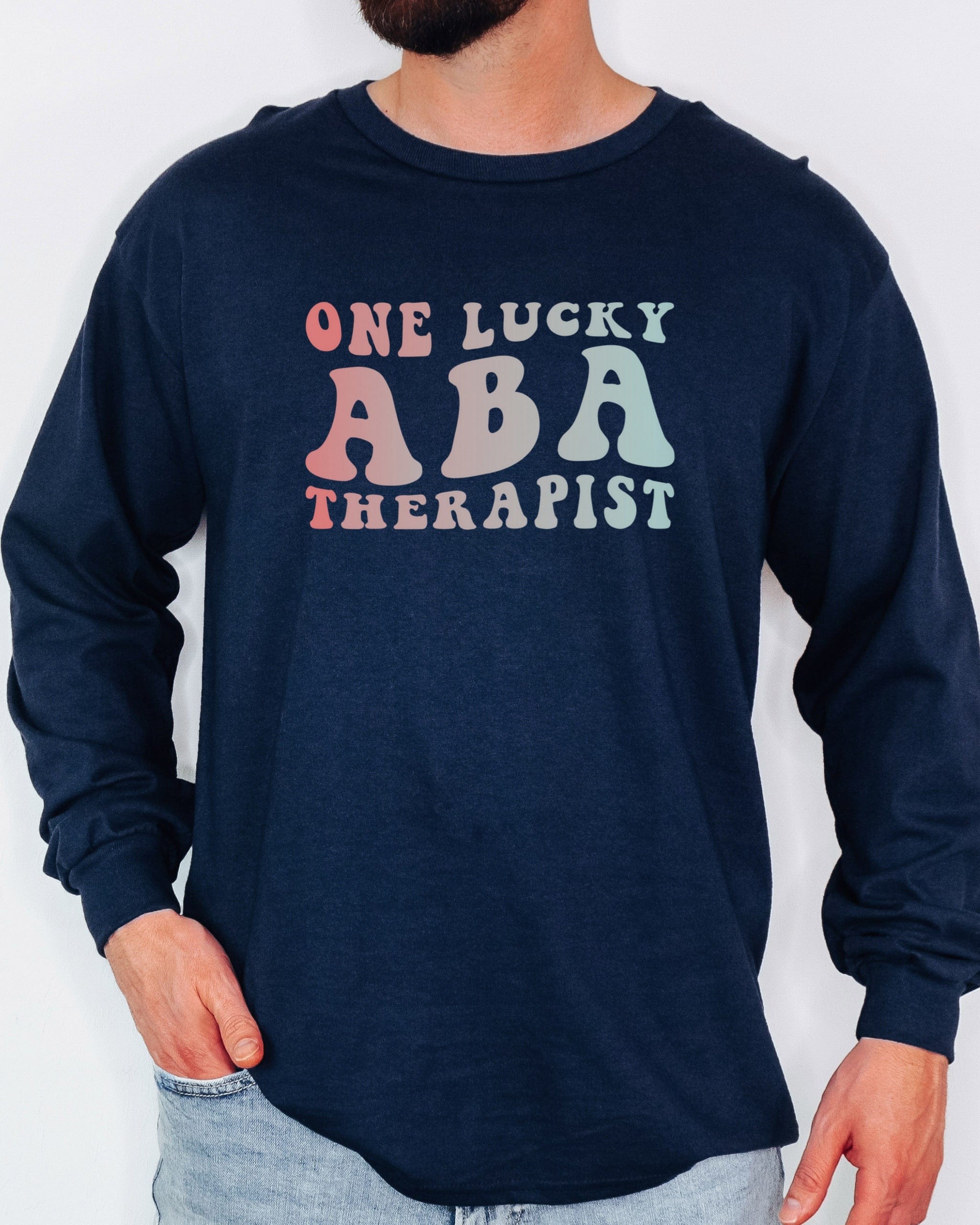 One Lucky ABA Therapist Long Sleeve T-Shirt-Neurodiversity, ADHD & Autism Awareness & Acceptance Long-sleeve by Daily Bloom