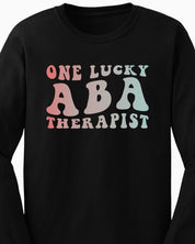One Lucky ABA Therapist Long Sleeve T-Shirt-Neurodiversity, ADHD & Autism Awareness & Acceptance Long-sleeve by Daily Bloom