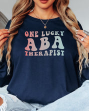 One Lucky ABA Therapist Long Sleeve T-Shirt-Neurodiversity, ADHD & Autism Awareness & Acceptance Long-sleeve by Daily Bloom