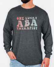 One Lucky ABA Therapist Long Sleeve T-Shirt-Neurodiversity, ADHD & Autism Awareness & Acceptance Long-sleeve by Daily Bloom