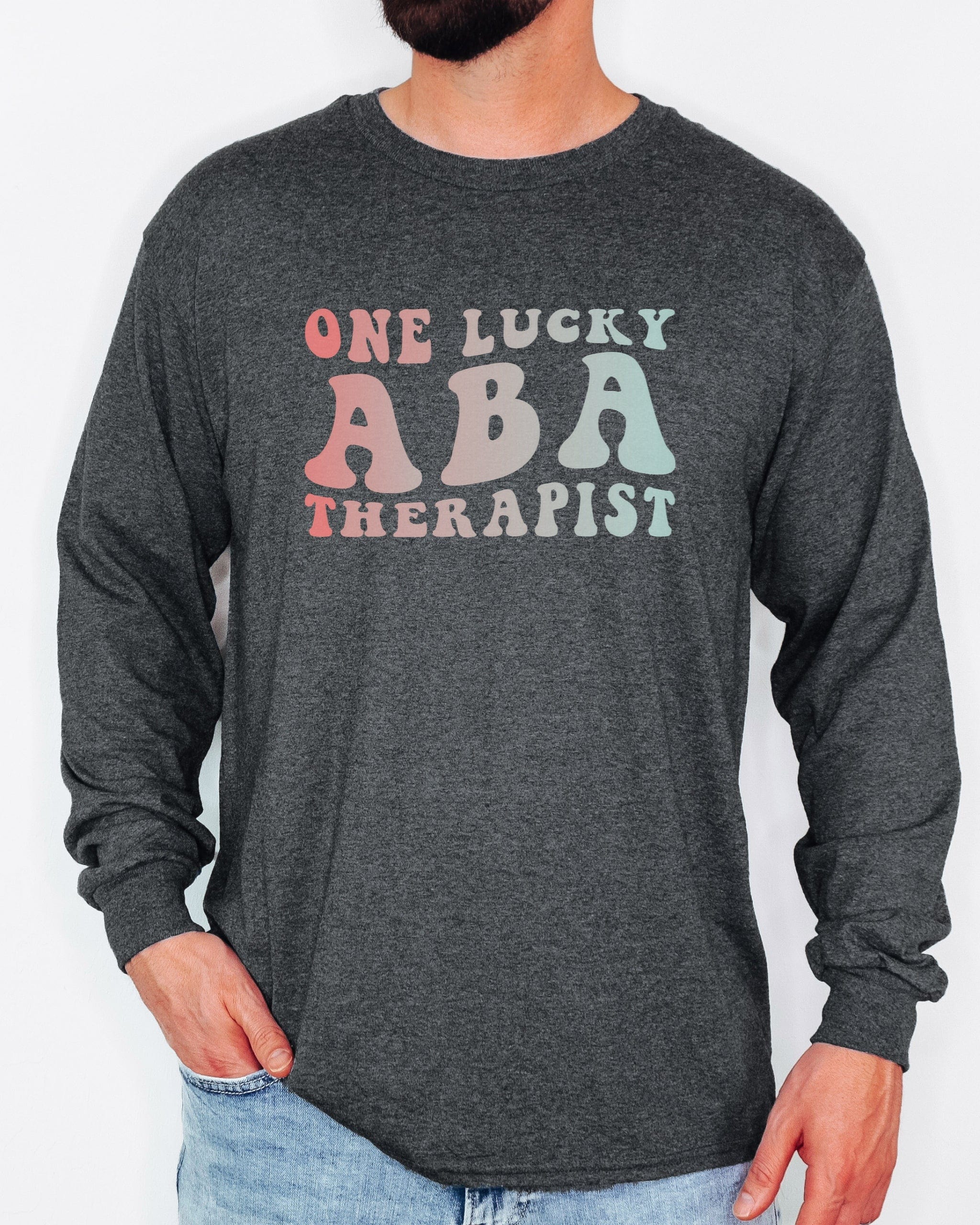 One Lucky ABA Therapist Long Sleeve T-Shirt-Neurodiversity, ADHD & Autism Awareness & Acceptance Long-sleeve by Daily Bloom