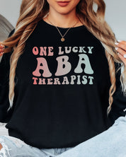 One Lucky ABA Therapist Long Sleeve T-Shirt-Neurodiversity, ADHD & Autism Awareness & Acceptance Long-sleeve by Daily Bloom