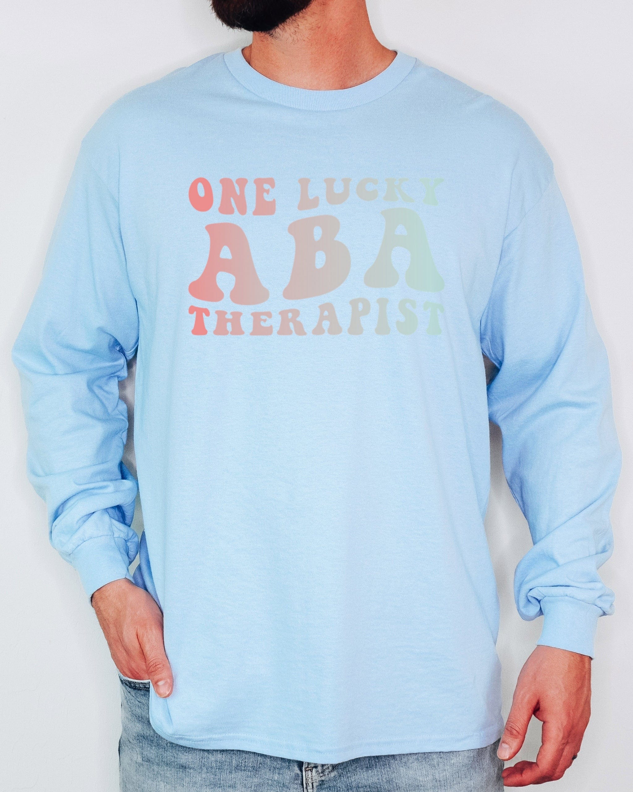 One Lucky ABA Therapist Long Sleeve T-Shirt-Neurodiversity, ADHD & Autism Awareness & Acceptance Long-sleeve by Daily Bloom