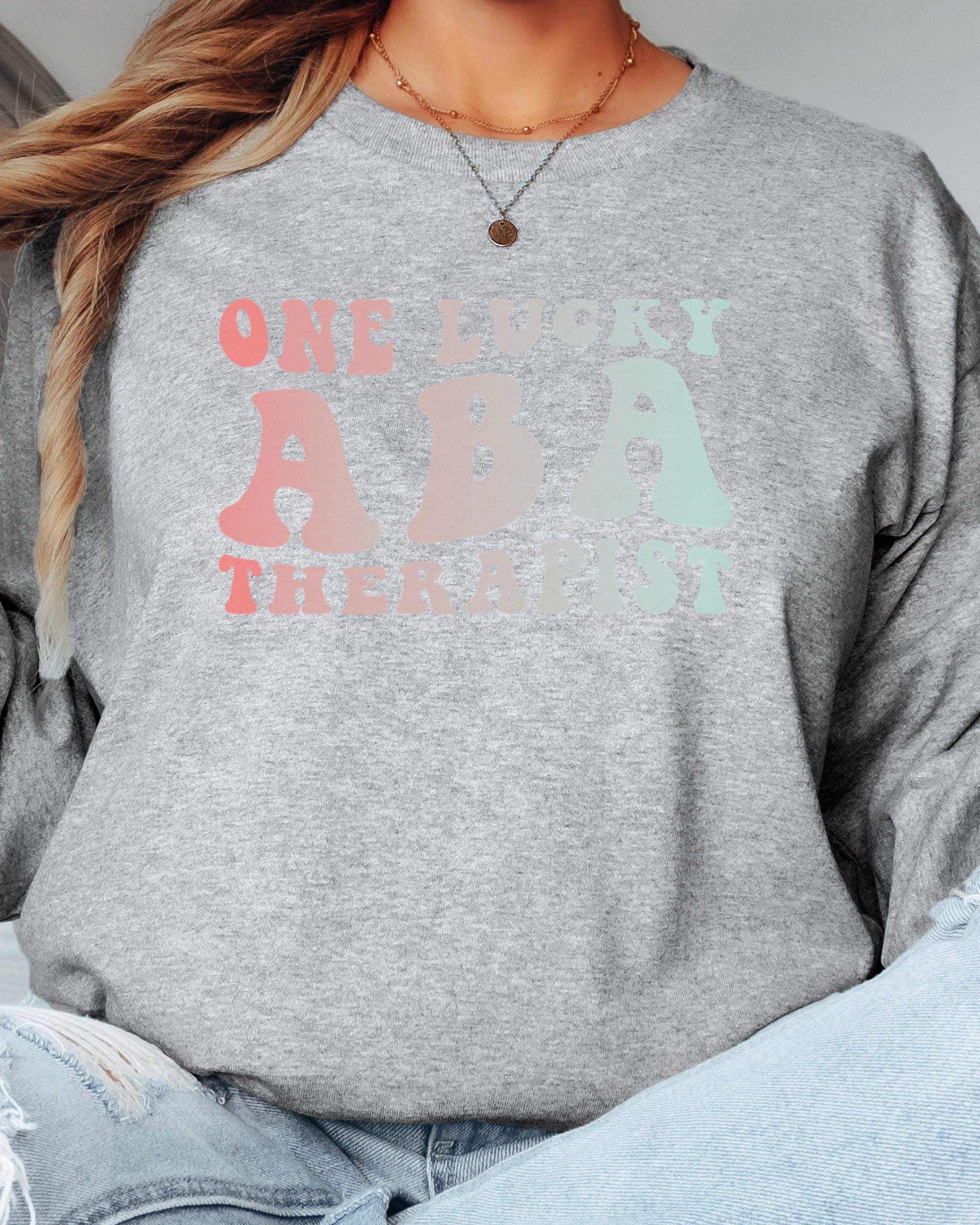 One Lucky ABA Therapist Long Sleeve T-Shirt-Neurodiversity, ADHD & Autism Awareness & Acceptance Long-sleeve by Daily Bloom