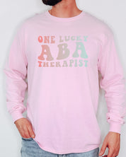 One Lucky ABA Therapist Long Sleeve T-Shirt-Neurodiversity, ADHD & Autism Awareness & Acceptance Long-sleeve by Daily Bloom