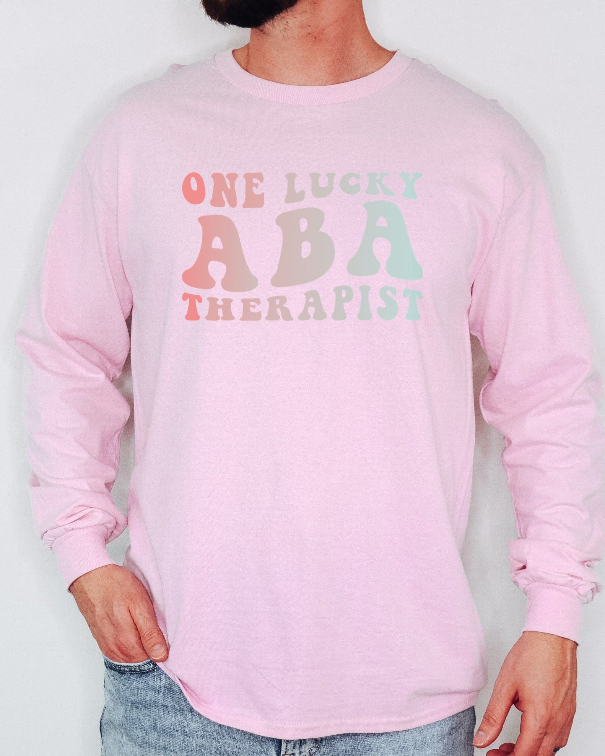 One Lucky ABA Therapist Long Sleeve T-Shirt-Neurodiversity, ADHD & Autism Awareness & Acceptance Long-sleeve by Daily Bloom