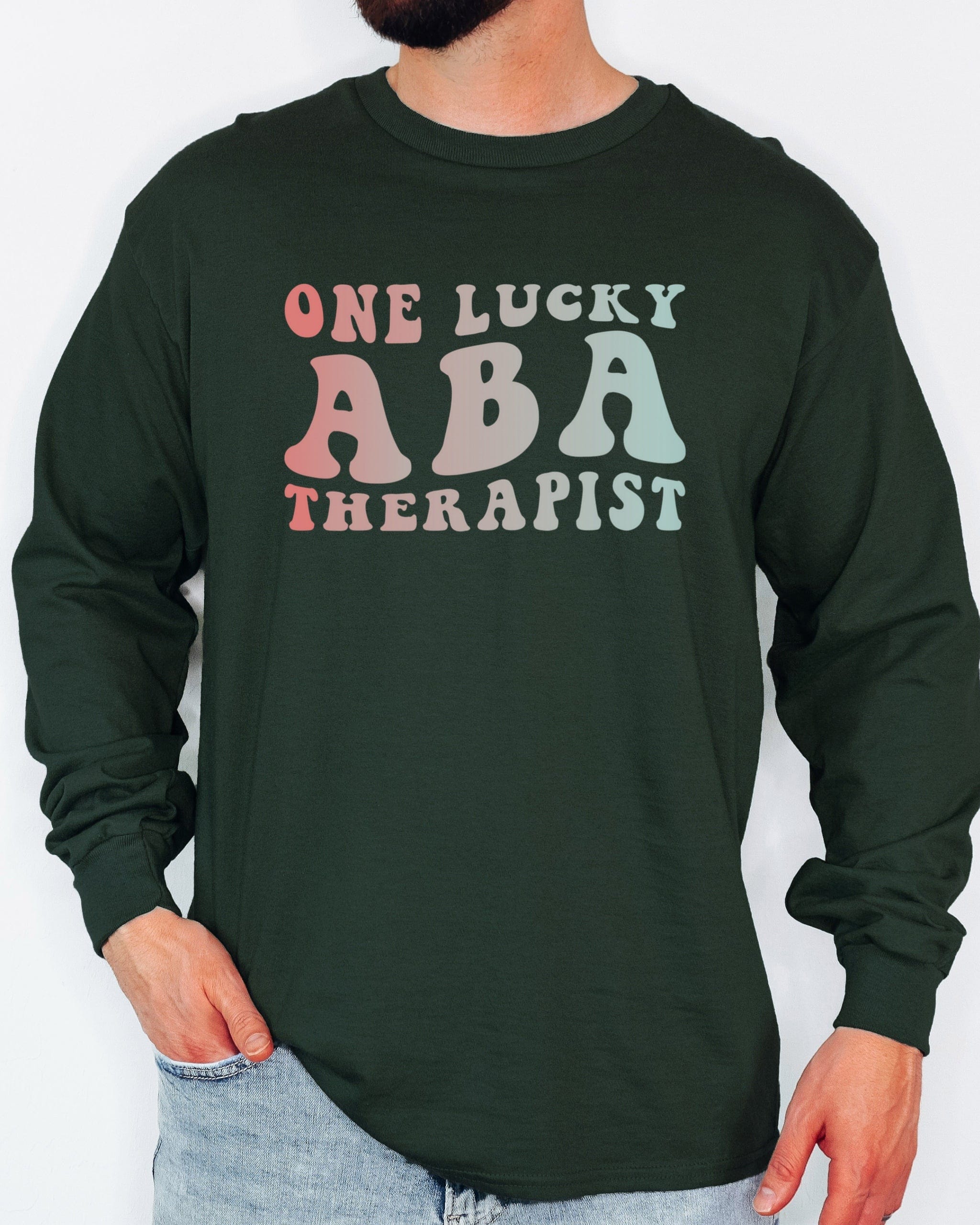 One Lucky ABA Therapist Long Sleeve T-Shirt-Neurodiversity, ADHD & Autism Awareness & Acceptance Long-sleeve by Daily Bloom