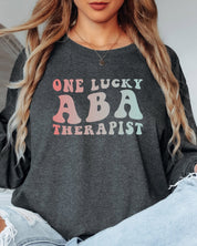 One Lucky ABA Therapist Long Sleeve T-Shirt-Neurodiversity, ADHD & Autism Awareness & Acceptance Long-sleeve by Daily Bloom