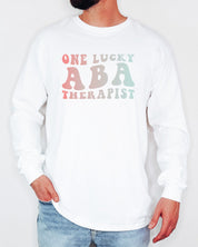 One Lucky ABA Therapist Long Sleeve T-Shirt-Neurodiversity, ADHD & Autism Awareness & Acceptance Long-sleeve by Daily Bloom