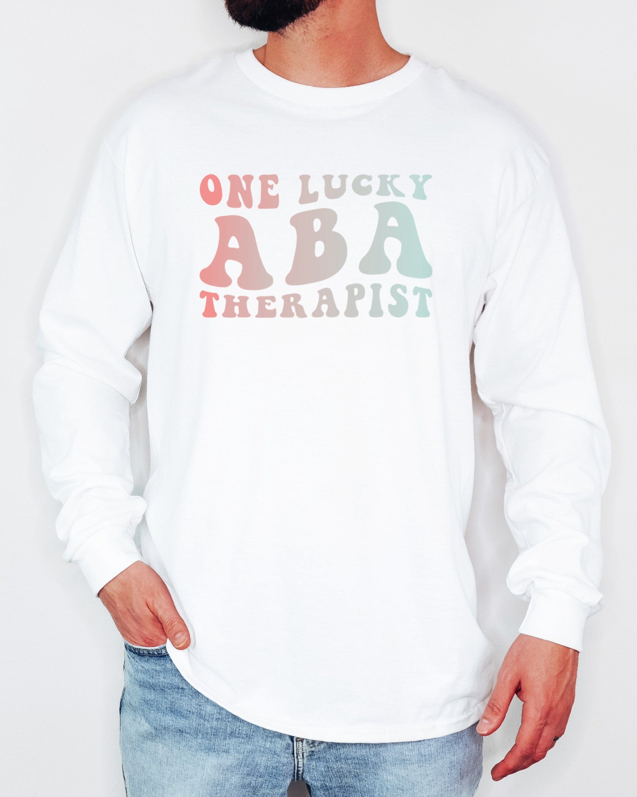 One Lucky ABA Therapist Long Sleeve T-Shirt-Neurodiversity, ADHD & Autism Awareness & Acceptance Long-sleeve by Daily Bloom