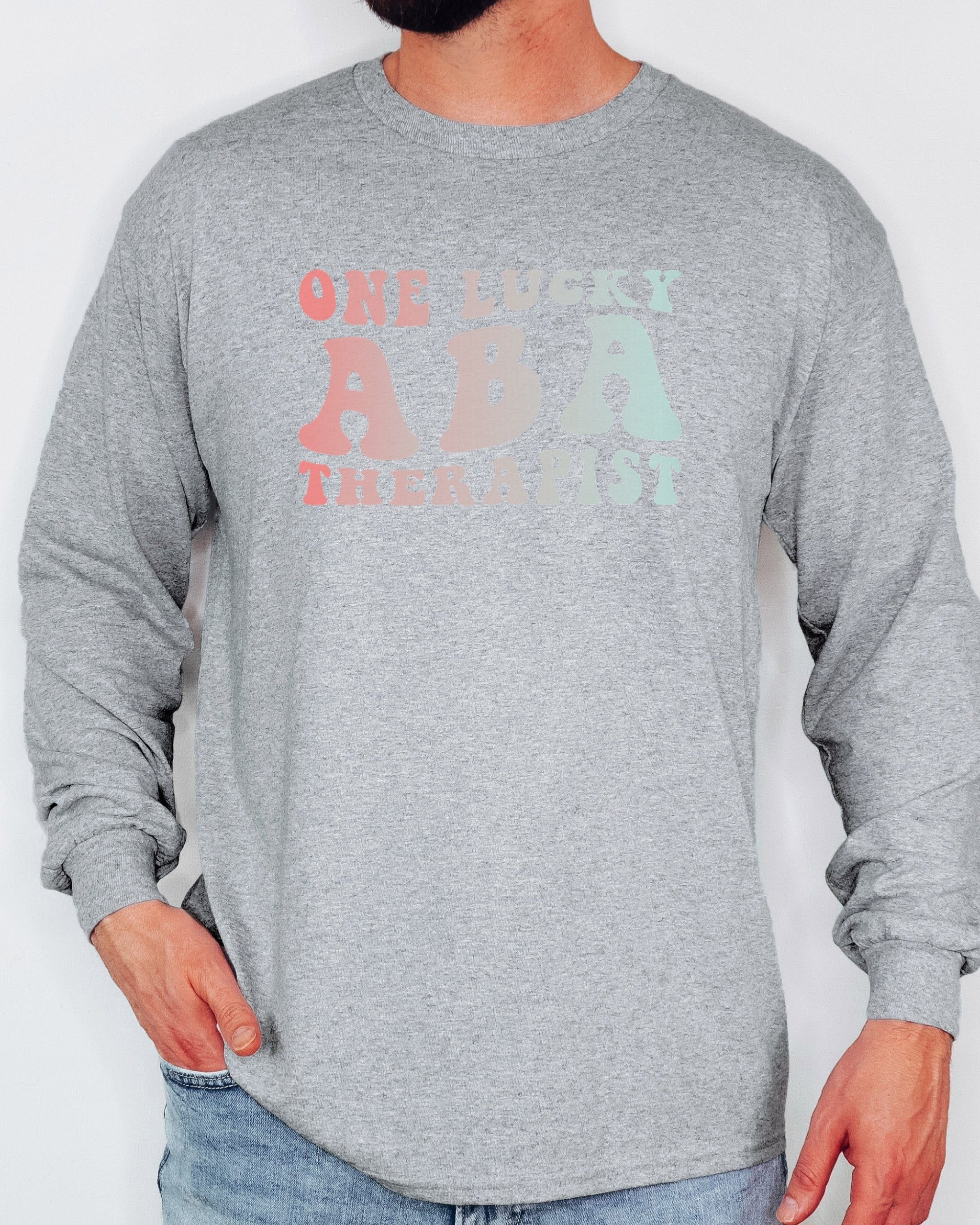 One Lucky ABA Therapist Long Sleeve T-Shirt-Neurodiversity, ADHD & Autism Awareness & Acceptance Long-sleeve by Daily Bloom