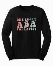 One Lucky ABA Therapist Long Sleeve T-Shirt-Black-Neurodiversity, ADHD & Autism Awareness & Acceptance Long-sleeve by Daily Bloom
