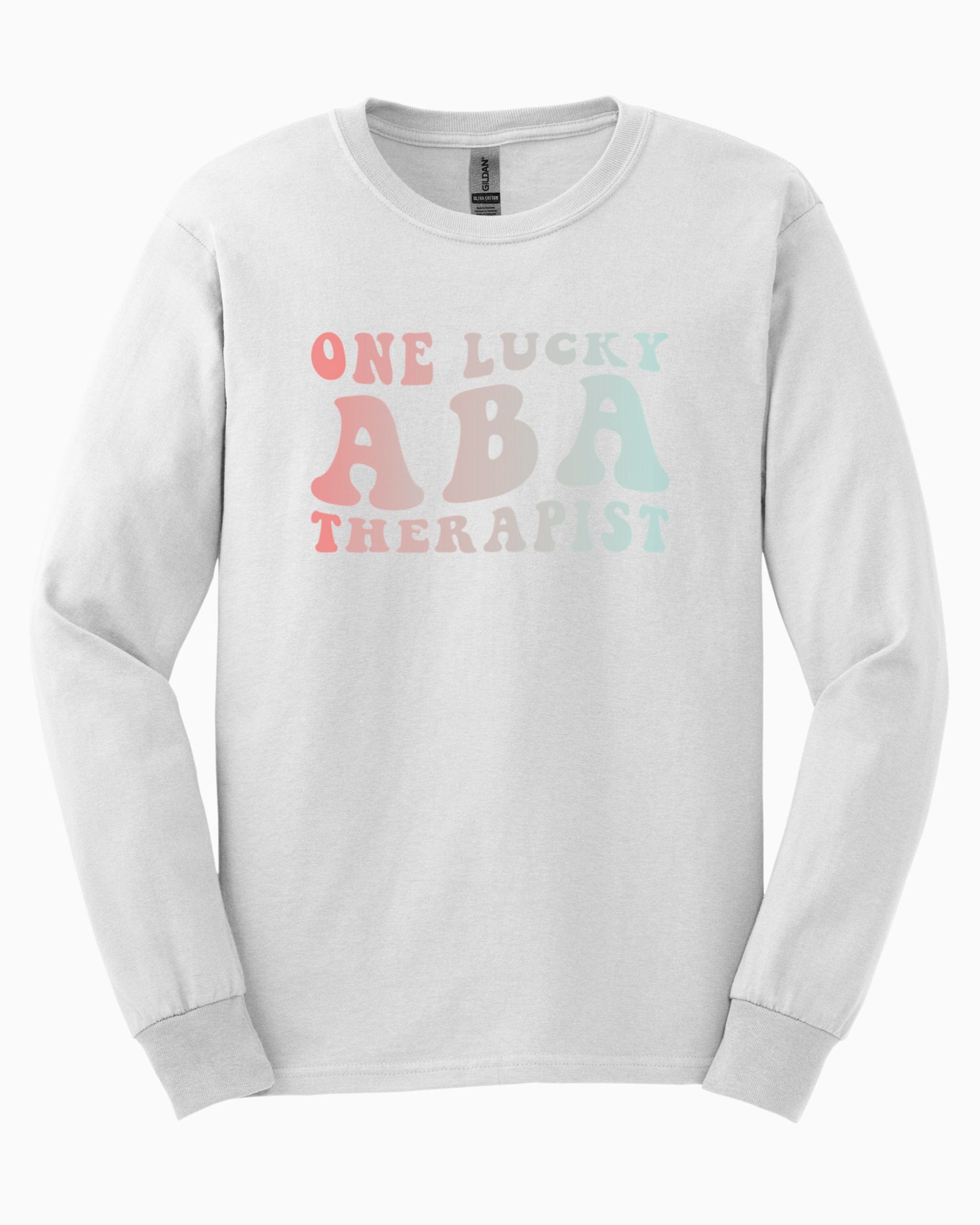 One Lucky ABA Therapist Long Sleeve T-Shirt-White-Neurodiversity, ADHD & Autism Awareness & Acceptance Long-sleeve by Daily Bloom