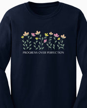 Progress Over Perfection Long Sleeve T-Shirt-Neurodiversity, ADHD & Autism Awareness & Acceptance Long-sleeve by Daily Bloom