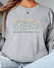 Progress Over Perfection Long Sleeve T-Shirt-Neurodiversity, ADHD & Autism Awareness & Acceptance Long-sleeve by Daily Bloom