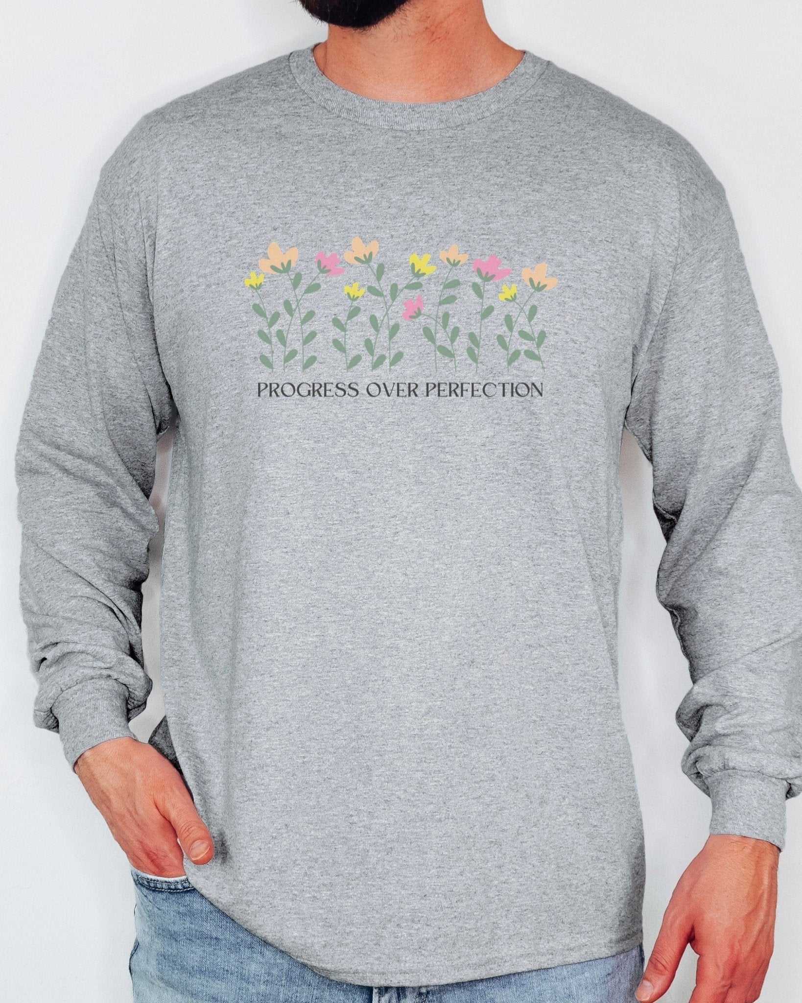 Autism Long - sleeve - Progress Over Perfection Long Sleeve T-Shirt - Daily Bloom