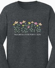 Progress Over Perfection Long Sleeve T-Shirt-Neurodiversity, ADHD & Autism Awareness & Acceptance Long-sleeve by Daily Bloom