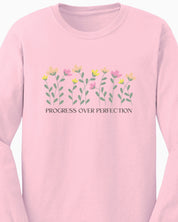 Progress Over Perfection Long Sleeve T-Shirt-Neurodiversity, ADHD & Autism Awareness & Acceptance Long-sleeve by Daily Bloom
