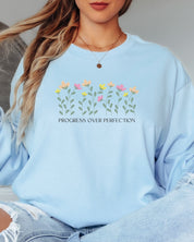 Progress Over Perfection Long Sleeve T-Shirt-Neurodiversity, ADHD & Autism Awareness & Acceptance Long-sleeve by Daily Bloom