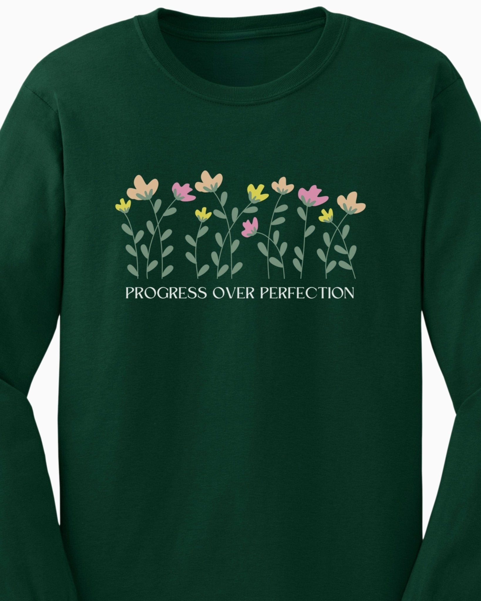 Autism Long - sleeve - Progress Over Perfection Long Sleeve T-Shirt - Daily Bloom