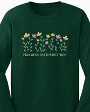 Progress Over Perfection Long Sleeve T-Shirt-Neurodiversity, ADHD & Autism Awareness & Acceptance Long-sleeve by Daily Bloom