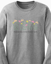 Progress Over Perfection Long Sleeve T-Shirt-Neurodiversity, ADHD & Autism Awareness & Acceptance Long-sleeve by Daily Bloom