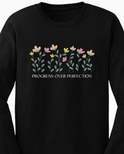 Progress Over Perfection Long Sleeve T-Shirt-Neurodiversity, ADHD & Autism Awareness & Acceptance Long-sleeve by Daily Bloom