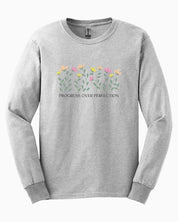 Progress Over Perfection Long Sleeve T-Shirt-Ash-Neurodiversity, ADHD & Autism Awareness & Acceptance Long-sleeve by Daily Bloom