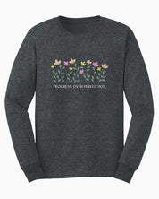 Progress Over Perfection Long Sleeve T-Shirt-Dark Heather-Neurodiversity, ADHD & Autism Awareness & Acceptance Long-sleeve by Daily Bloom