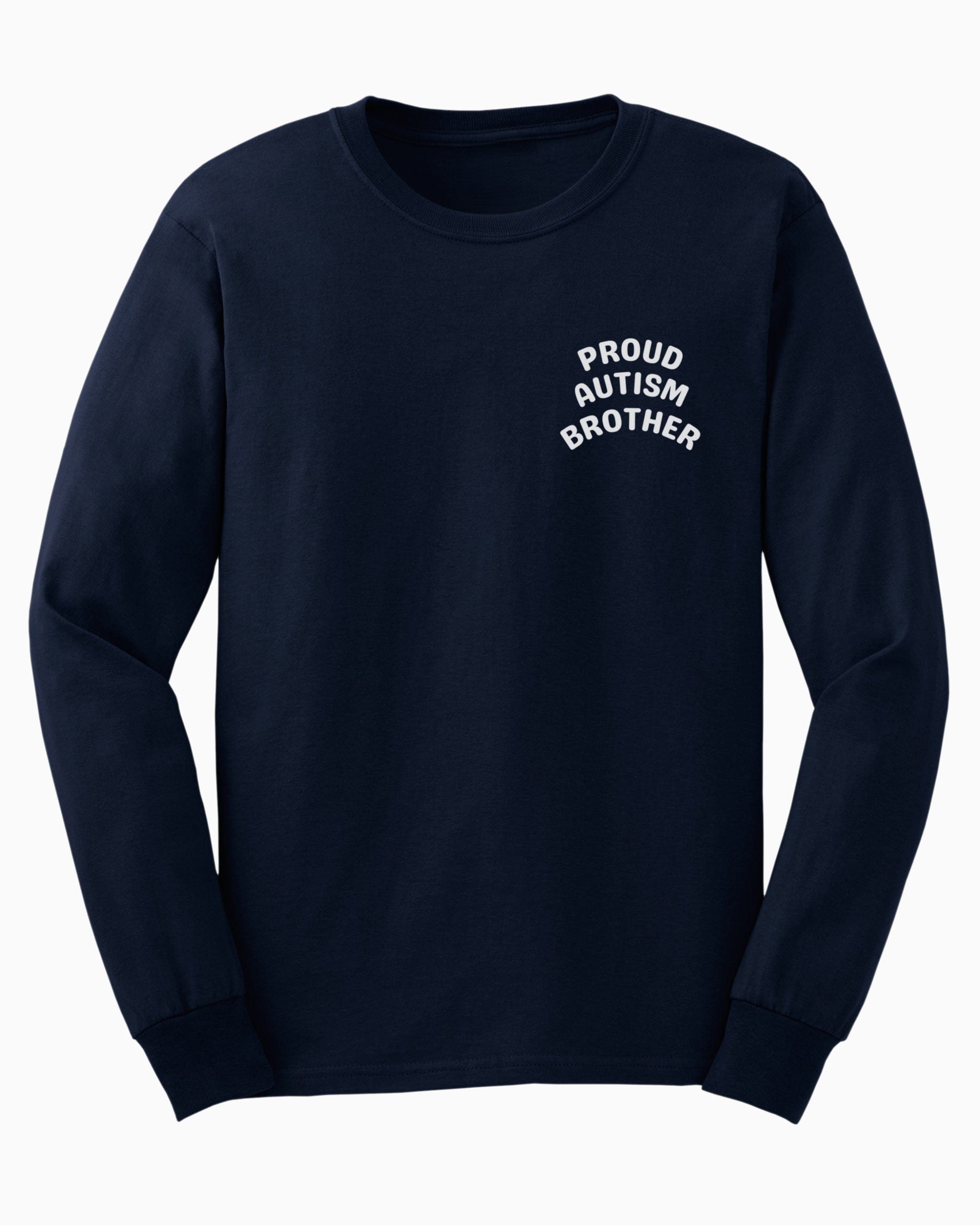 Proud Autism Brother Long Sleeve T-Shirt-Navy-Neurodiversity, ADHD & Autism Awareness & Acceptance Long-sleeve by Daily Bloom