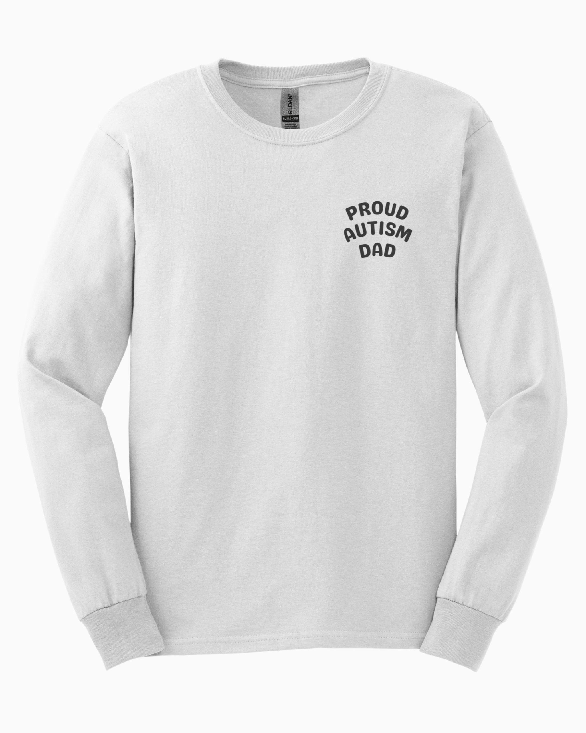 Proud Autism Dad Long Sleeve T-Shirt-White-Neurodiversity, ADHD & Autism Awareness & Acceptance Long-sleeve by Daily Bloom