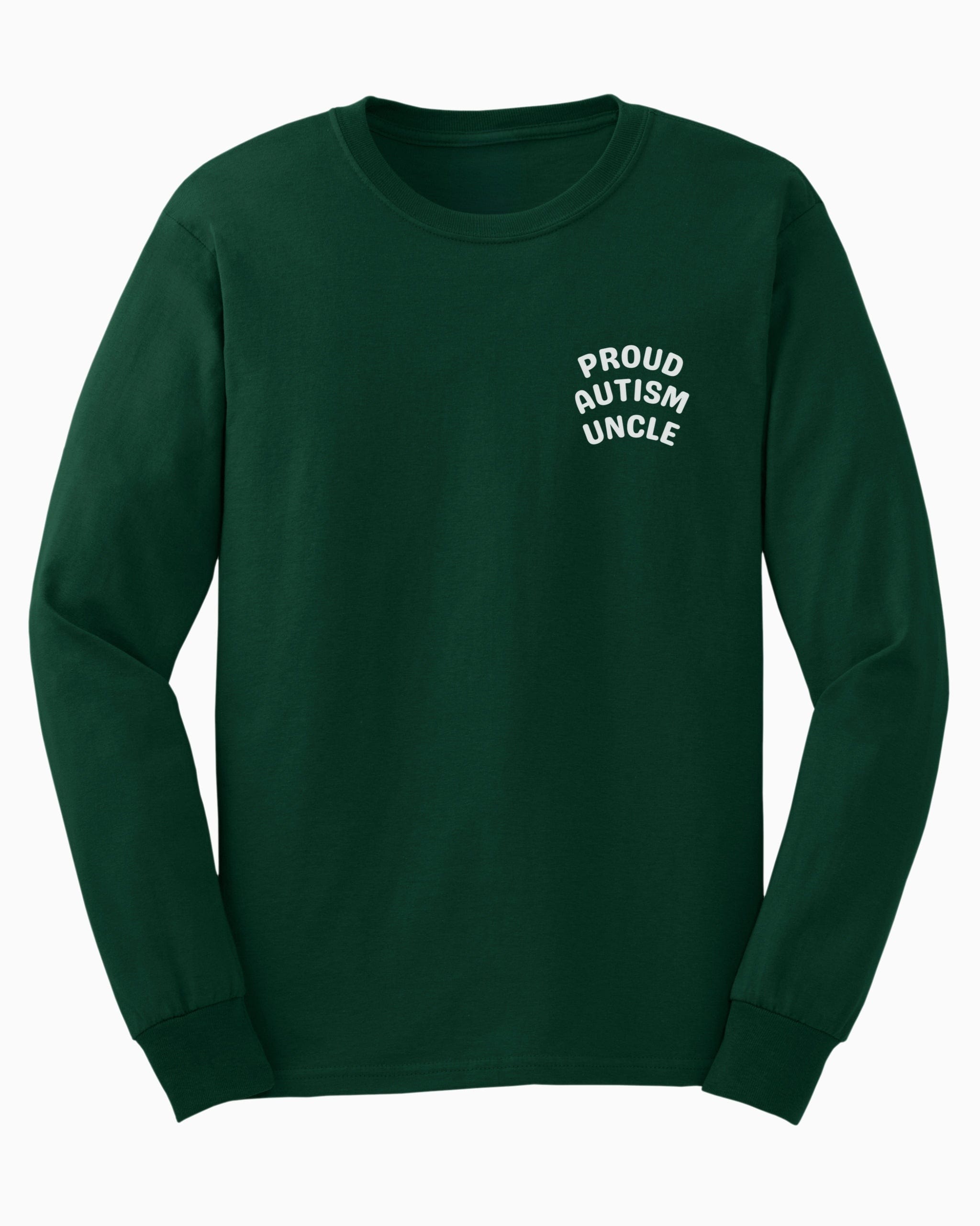 Proud Autism Uncle Long Sleeve T-Shirt-Forest Green-Neurodiversity, ADHD & Autism Awareness & Acceptance Long-sleeve by Daily Bloom