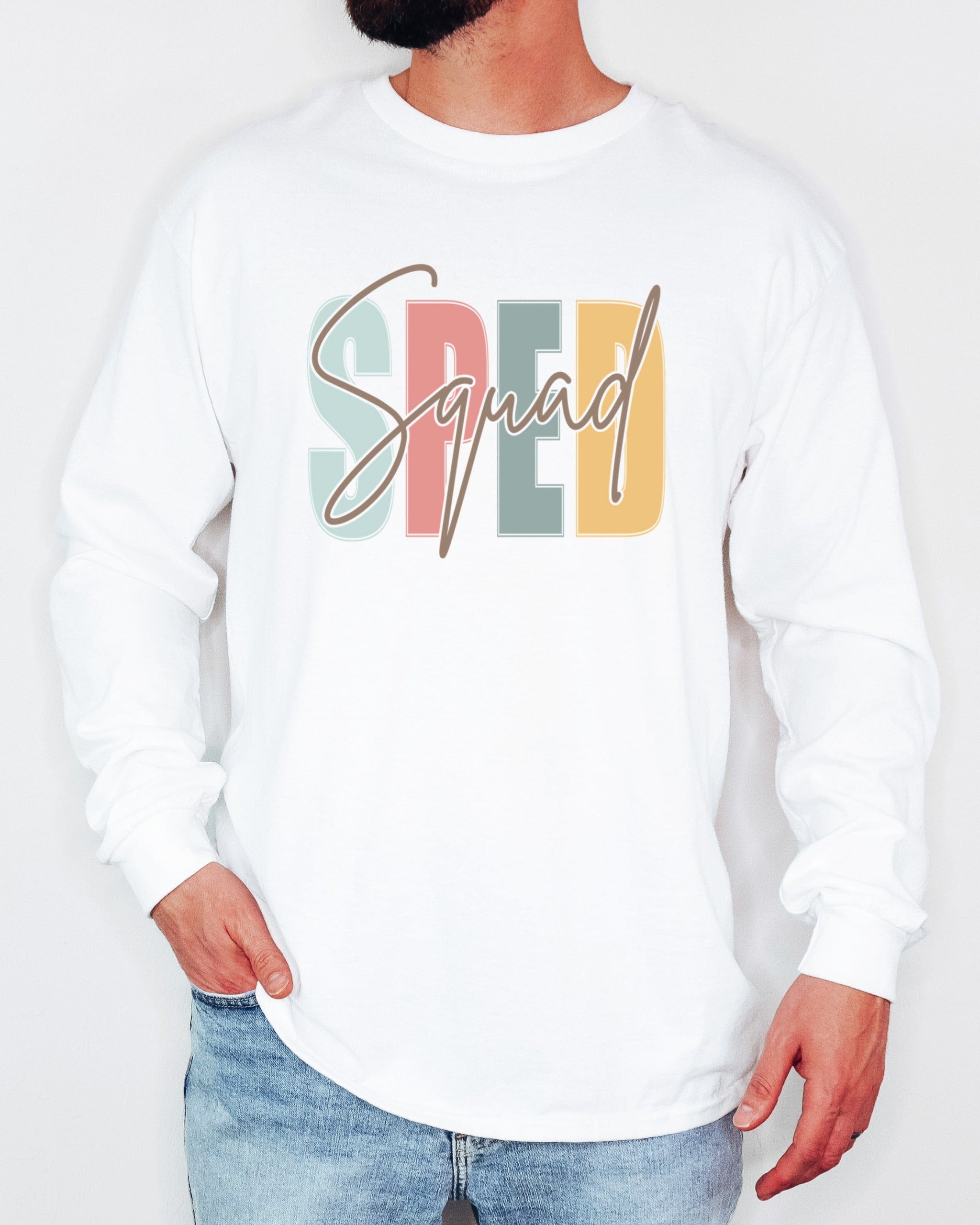 SPED Squad Long Sleeve T-Shirt-Neurodiversity, ADHD & Autism Awareness & Acceptance Long-sleeve by Daily Bloom