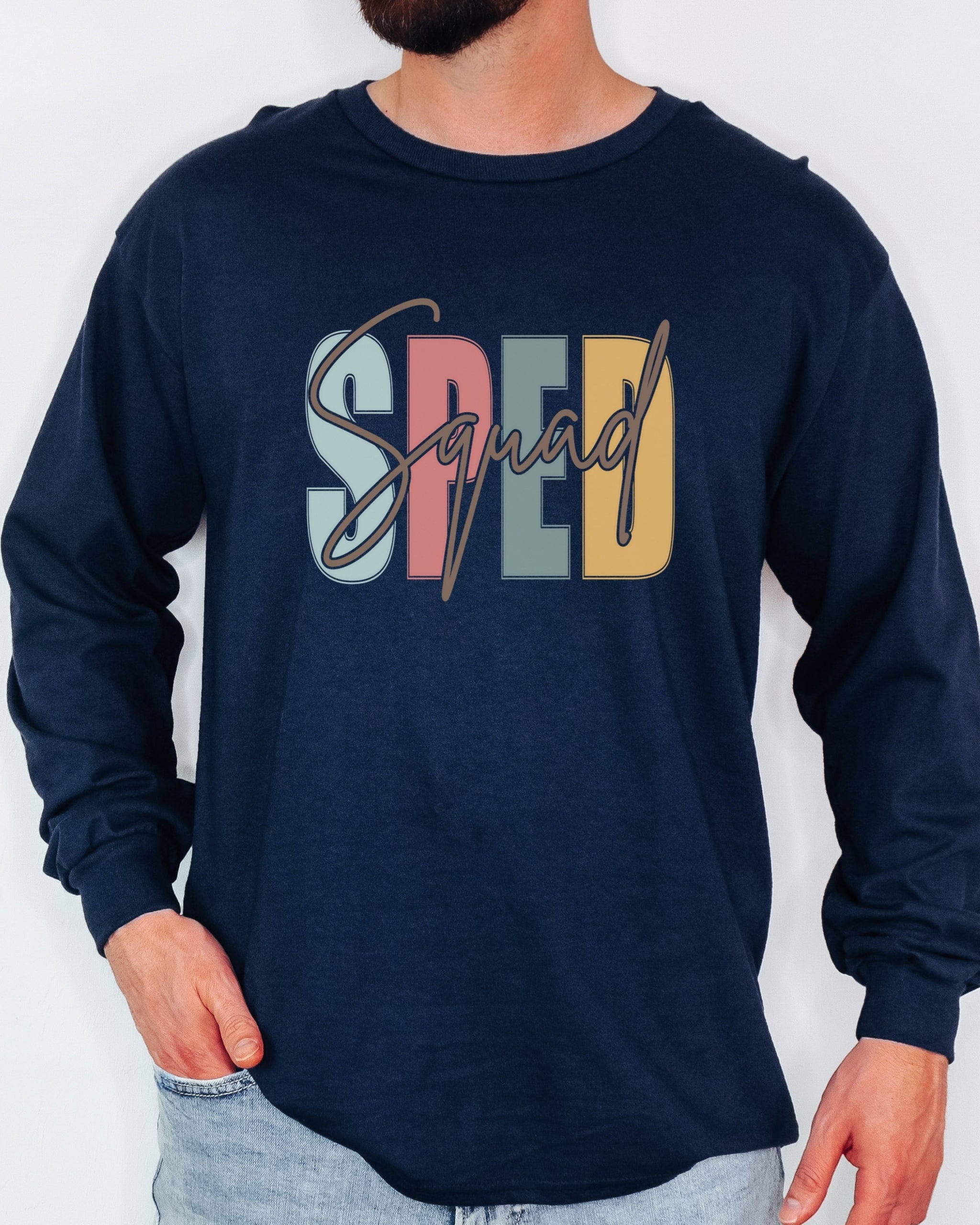 SPED Squad Long Sleeve T-Shirt-Neurodiversity, ADHD & Autism Awareness & Acceptance Long-sleeve by Daily Bloom