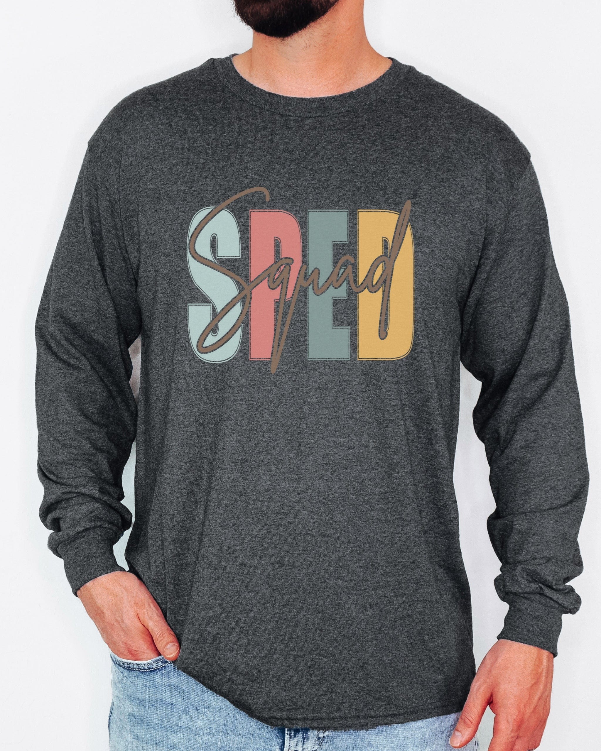 SPED Squad Long Sleeve T-Shirt-Neurodiversity, ADHD & Autism Awareness & Acceptance Long-sleeve by Daily Bloom