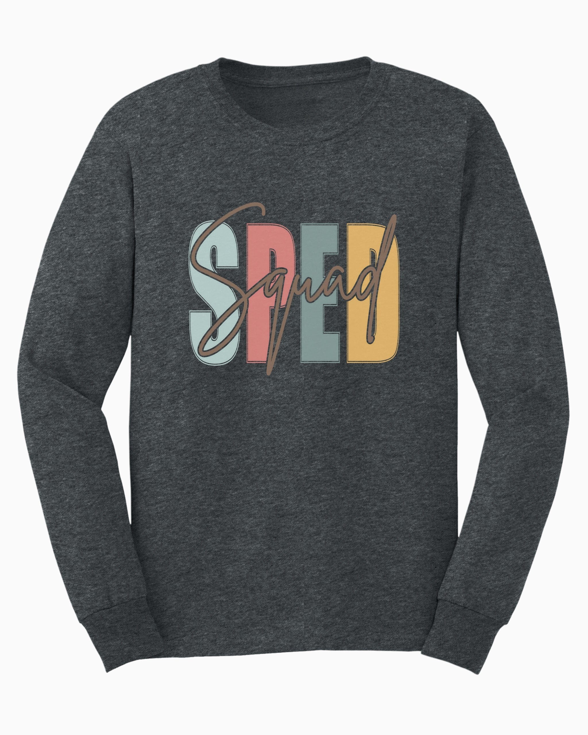 SPED Squad Long Sleeve T-Shirt-Dark Heather-Neurodiversity, ADHD & Autism Awareness & Acceptance Long-sleeve by Daily Bloom