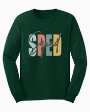 SPED Squad Long Sleeve T-Shirt-Forest Green-Neurodiversity, ADHD & Autism Awareness & Acceptance Long-sleeve by Daily Bloom