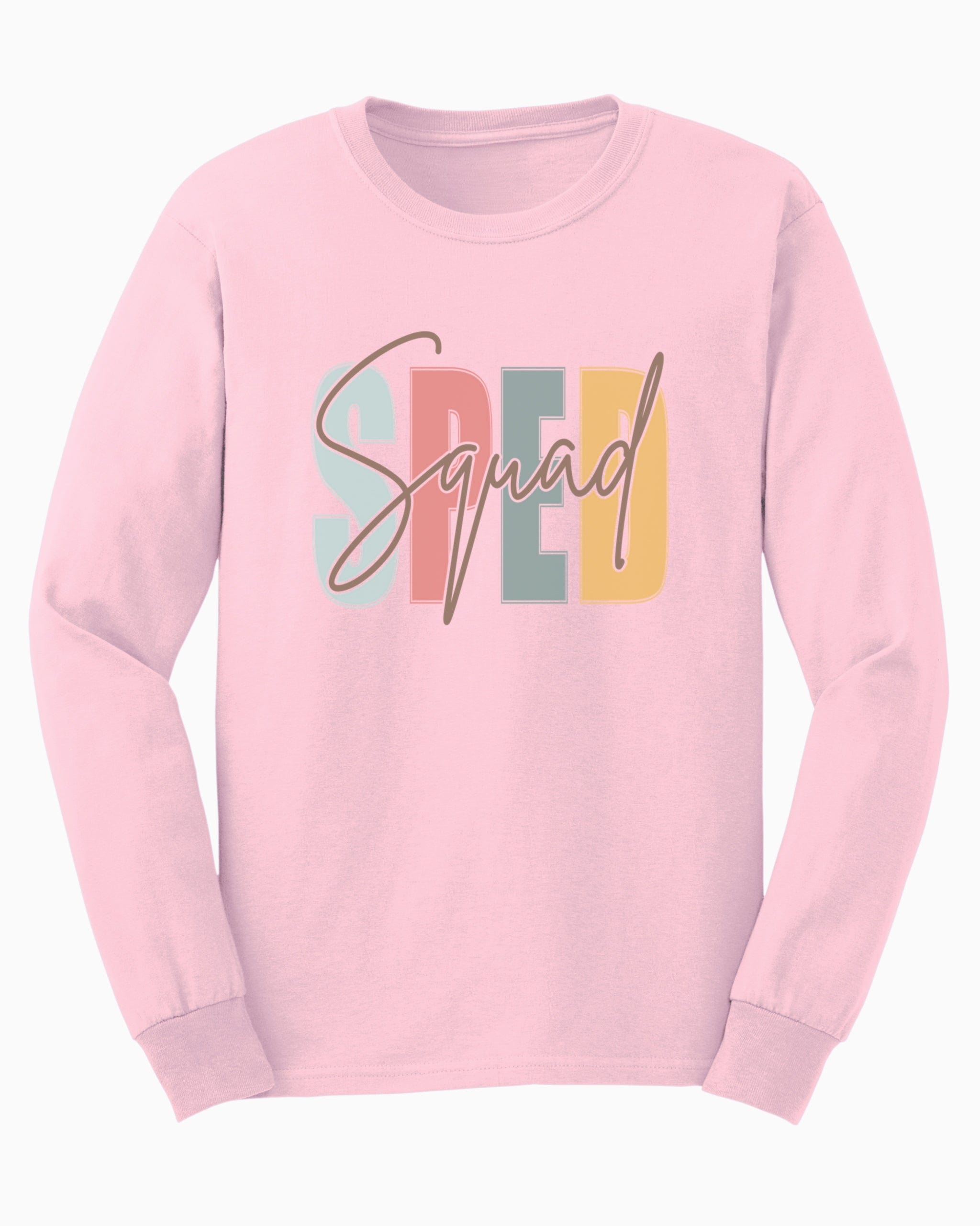SPED Squad Long Sleeve T-Shirt-Light Pink-Neurodiversity, ADHD & Autism Awareness & Acceptance Long-sleeve by Daily Bloom