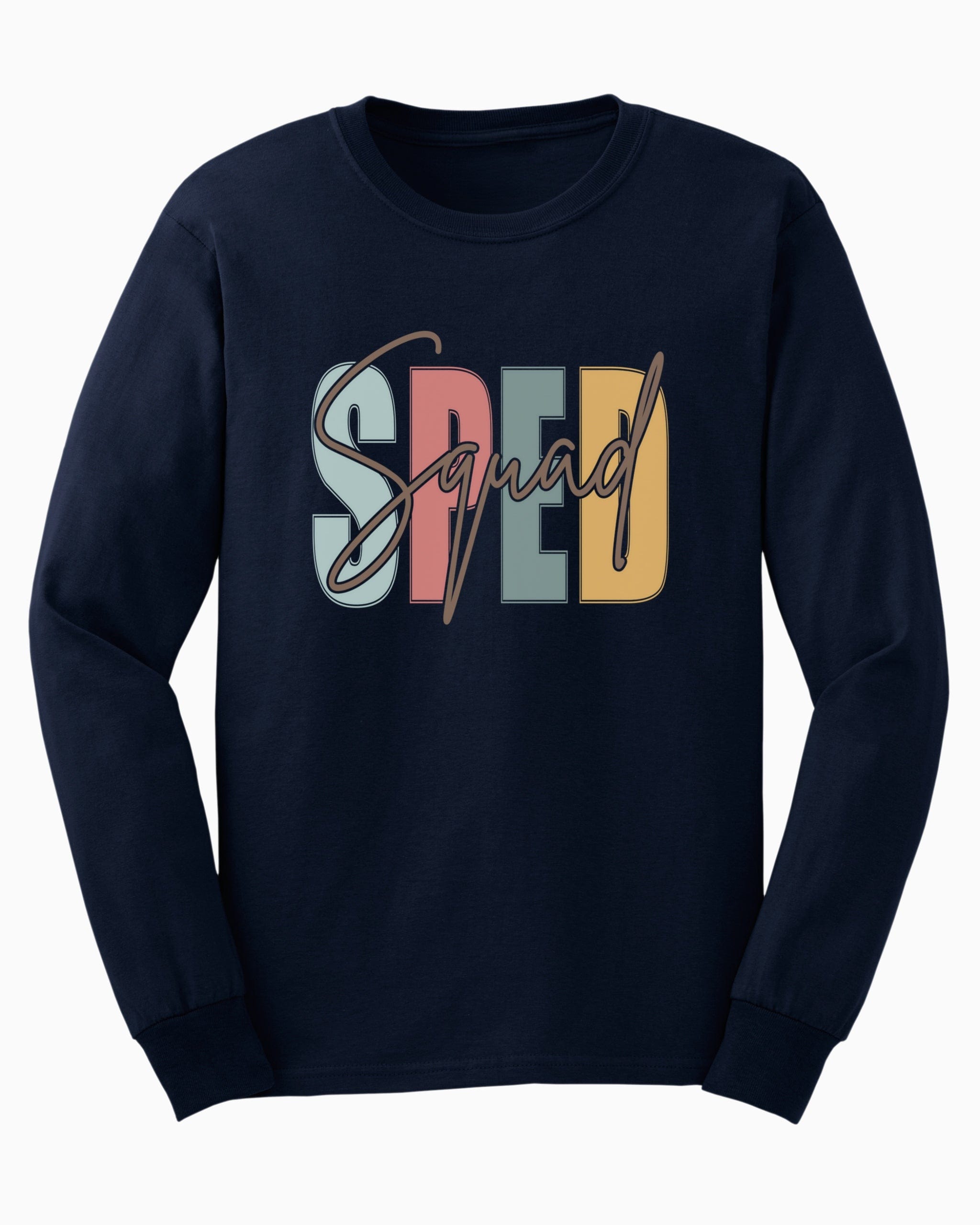SPED Squad Long Sleeve T-Shirt-Navy-Neurodiversity, ADHD & Autism Awareness & Acceptance Long-sleeve by Daily Bloom