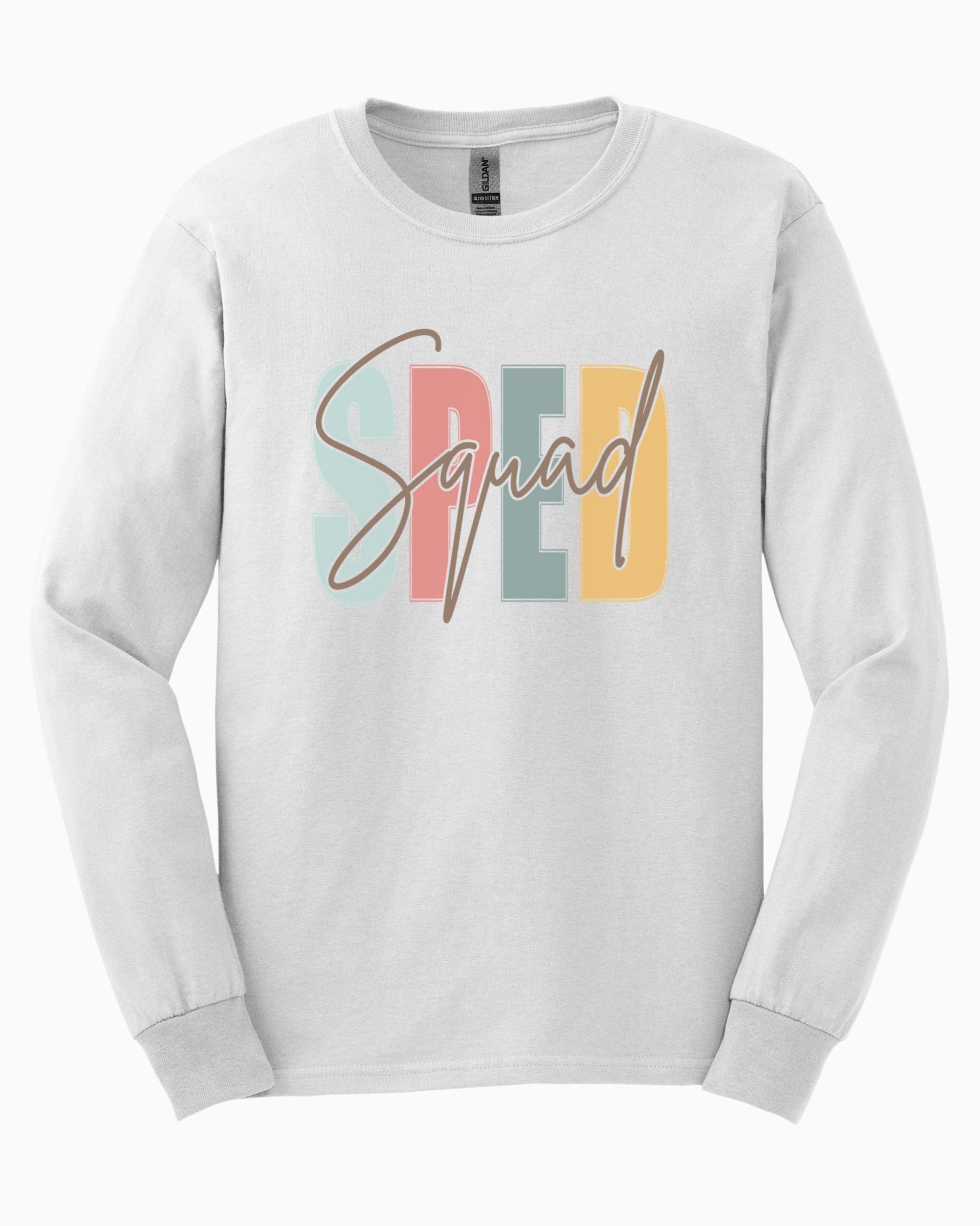 SPED Squad Long Sleeve T-Shirt-White-Neurodiversity, ADHD & Autism Awareness & Acceptance Long-sleeve by Daily Bloom