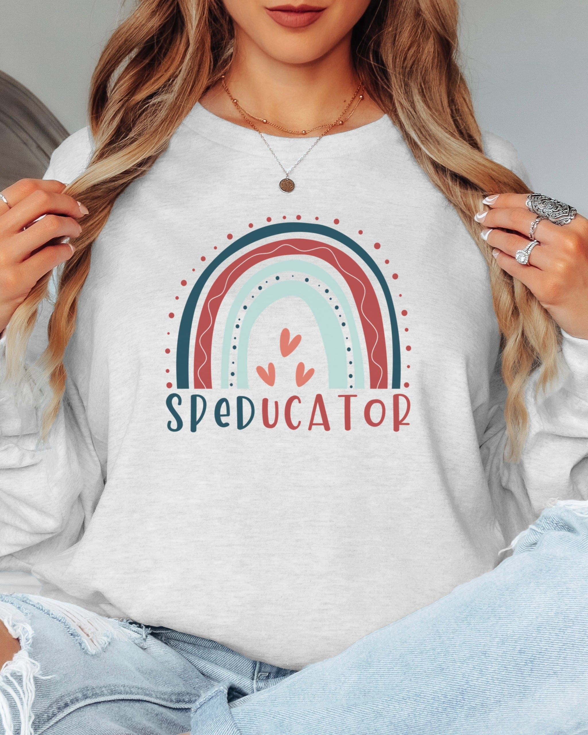 SPEDucator Boho Rainbow Long Sleeve T-Shirt-Neurodiversity, ADHD & Autism Awareness & Acceptance Long-sleeve by Daily Bloom