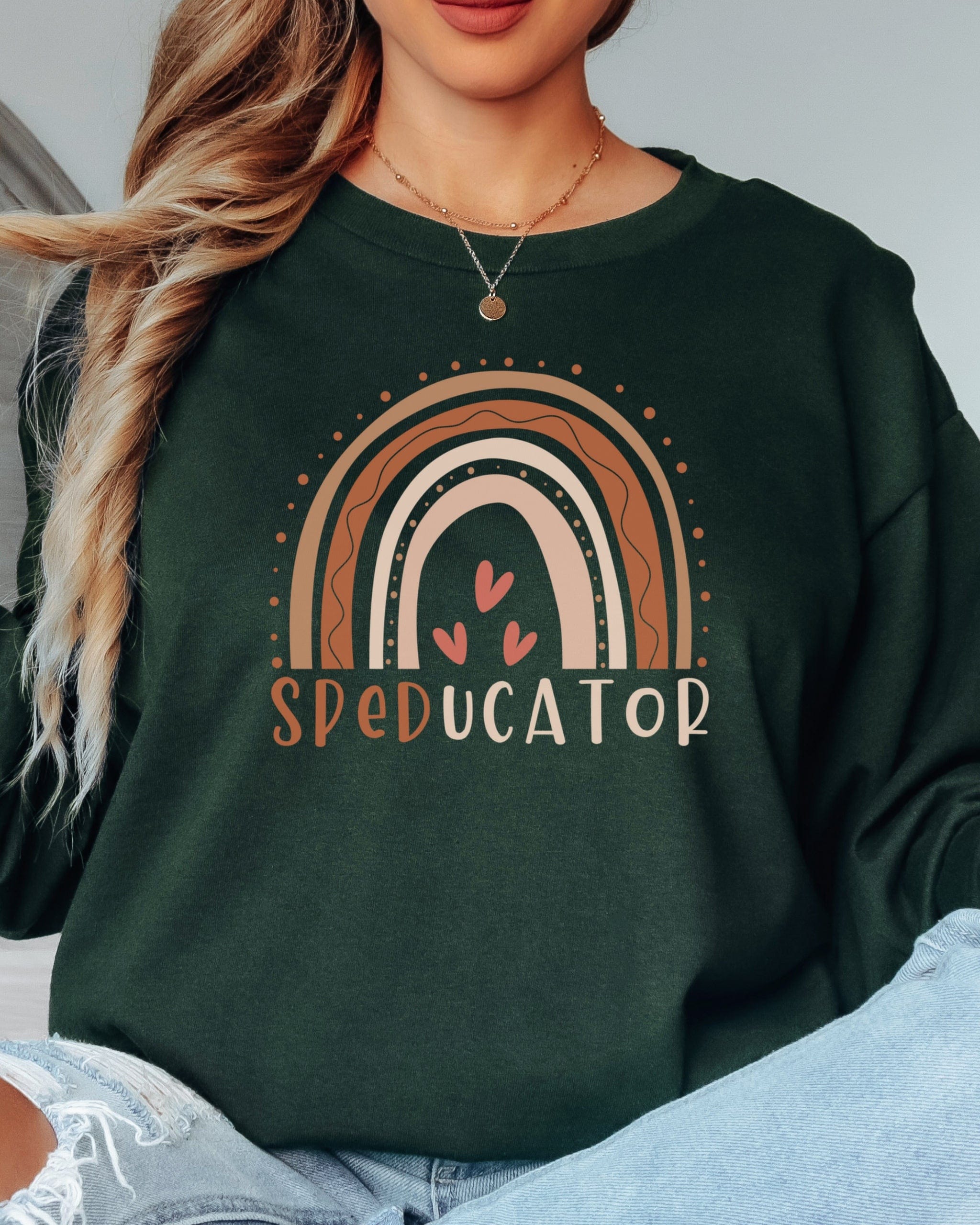 SPEDucator Boho Rainbow Long Sleeve T-Shirt-Neurodiversity, ADHD & Autism Awareness & Acceptance Long-sleeve by Daily Bloom
