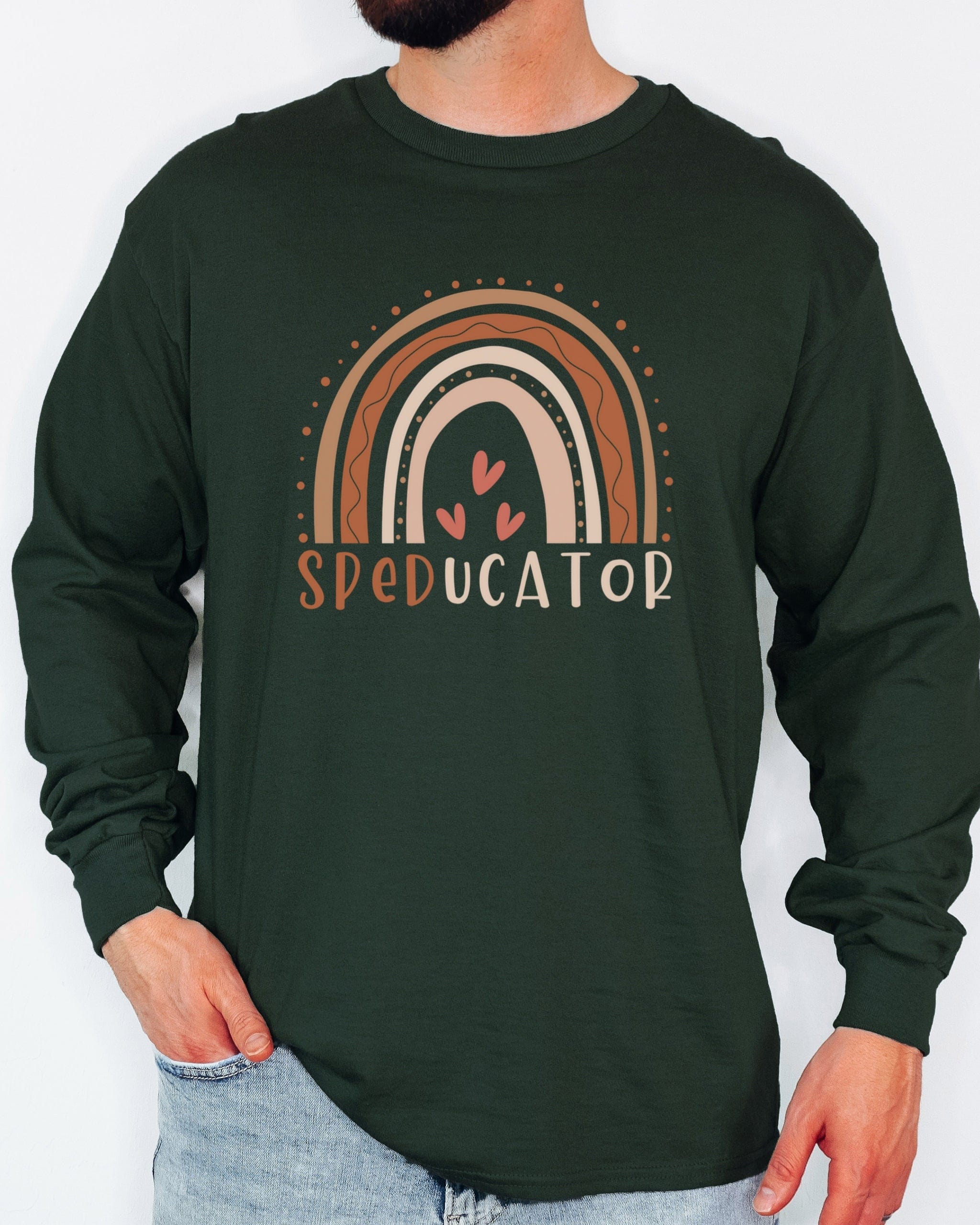 SPEDucator Boho Rainbow Long Sleeve T-Shirt-Neurodiversity, ADHD & Autism Awareness & Acceptance Long-sleeve by Daily Bloom